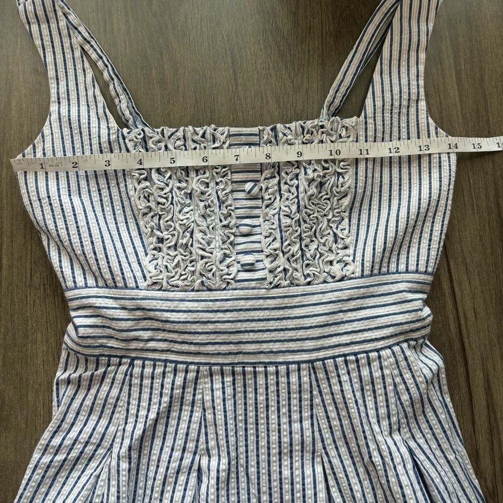 TeezeMe Dress Seersucker Blue & White Juniors Size 5 Sleeveless Back Tie Summer - Picture 3 of 11